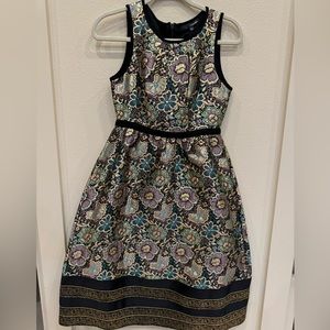 Gorgeous brocade gold and jewel tone dress
